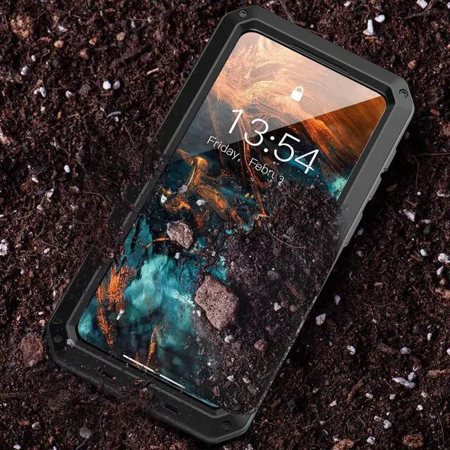Alt view image 7 of 7 - for Galaxy S21FE Case,Full Body Protective Cover Heavy Duty Shockproof Tough Armour Aluminum Alloy Metal Case with Silicone Built-in Screen Protector for SAM-UNG Galaxy S21FE 6.5" - Black