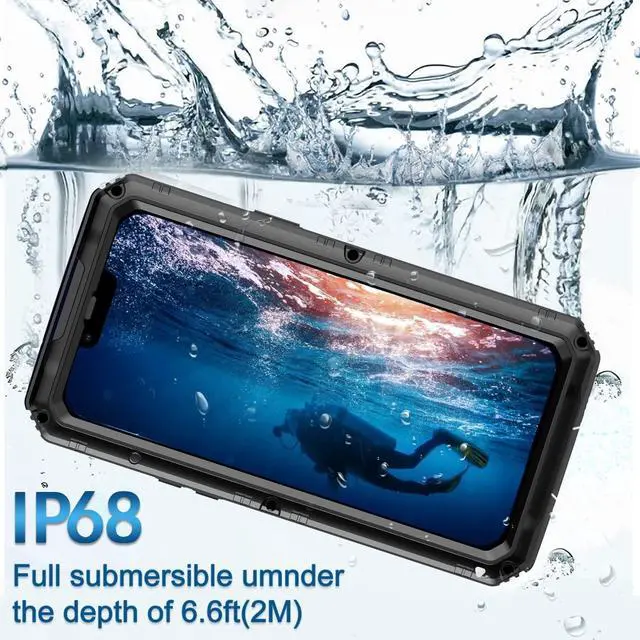 Alt view image 2 of 7 - Waterproof Case for iPhone 14 Pro Max 6.7 inch, Heavy Duty Shockproof Dustproof Metal Durable Case with Built-in Screen,360 Full Body Protection Rugged Military Grade Defender - Black