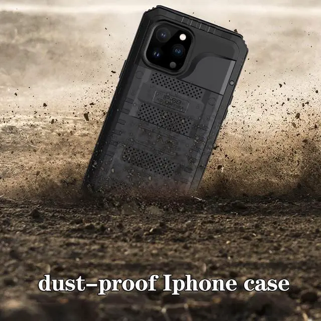 Alt view image 7 of 7 - Waterproof Case for iPhone 14, Heavy Duty Durable Metal Full Body Built-in Screen Protection Case Shockproof Dustproof Rugged Military Grade Defender for iPhone 14 - Black
