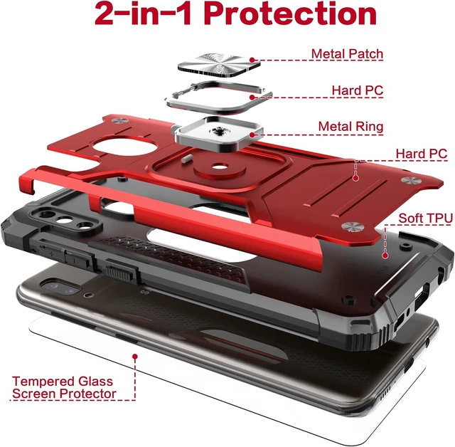 Alt view image 6 of 7 - for Galaxy A20 Case with Screen Protector Shockproof Drop Test Slim Fit Cover with Car Mount Kickstand Lightweight Protective Cover for Galaxy A20/A30 Red