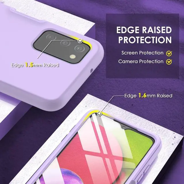 Alt view image 4 of 7 - for Samsung Galaxy A03s Phone Case: Shockproof Silicone Slim Covers Hybrid Pretty Protective Cell Cases - Durable TPU Dual Layer Drop-Proof Girl&Boy Cute Cover (Lavender Purple)