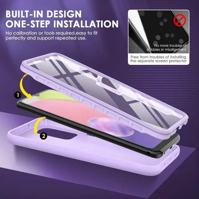 Alt view image 7 of 7 - for Samsung Galaxy A03s Phone Case: Shockproof Silicone Slim Covers Hybrid Pretty Protective Cell Cases - Durable TPU Dual Layer Drop-Proof Girl&Boy Cute Cover (Lavender Purple)