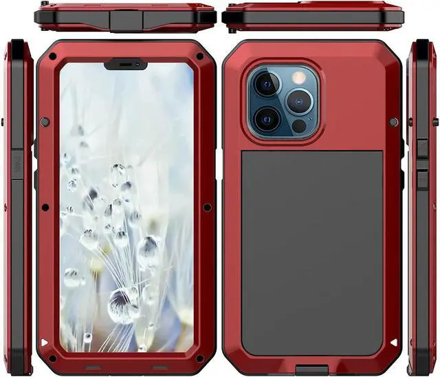 Main image of for iPhone 13 Pro Max Case,360 Full Body Protective Heavy Duty Shockproof Tough Armour Aluminum Alloy Metal Case with Silicone Built-in Screen Protector for iPhone 13 Pro Max 6.7" - Red