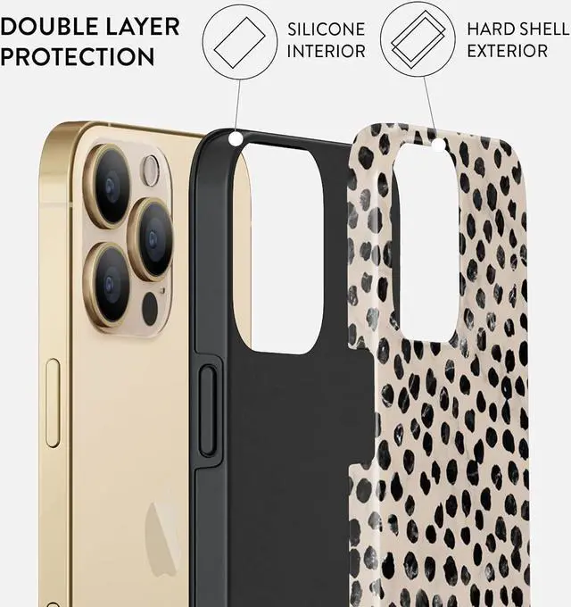 Alt view image 3 of 7 - BURGA Phone Case Compatible with iPhone 14 PRO - Hybrid 2-Layer Hard Shell + Silicone Protective Case, Heavy Duty Protection, Almond Latte