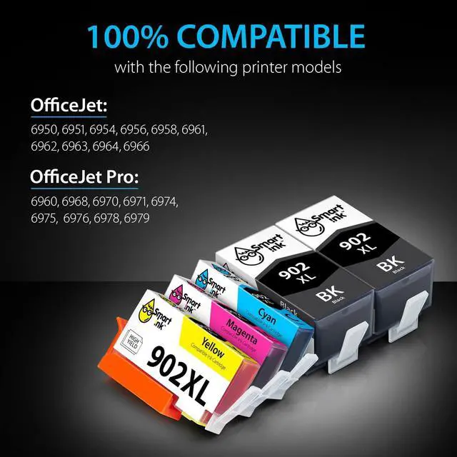 Alt view image 2 of 7 - Smart Ink Compatible Ink Cartridge Replacement  902 XL 902XL (2 Black XL & C/M/Y XL 5 Combo Pack) to use with Officejet Pro 6978 6968 6974 6975 6960 Officejet 6951 6954 6956 6958 Printers