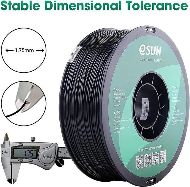 Alt view image 3 of 7 - eSUN 1.75mm Black ABS+ 3D Printer Filament 1kg Spool (2.2lbs), Black