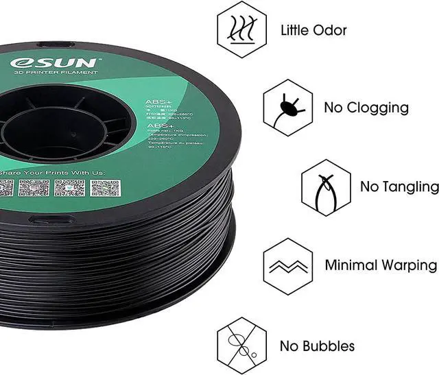 Alt view image 4 of 7 - eSUN 1.75mm Black ABS+ 3D Printer Filament 1kg Spool (2.2lbs), Black