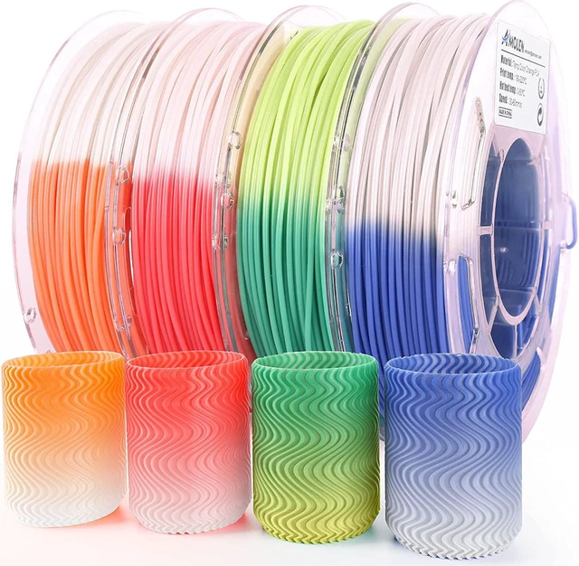 Main image of AMOLEN 3D Printer Filament Bundle, Temp Change PLA Filament 1.75mm Bundle,Color Change with Temperature Filament Sets, 3D Printing Filament +/- 0.02mm, Green/Blue/Red/Orange, 200g X 4