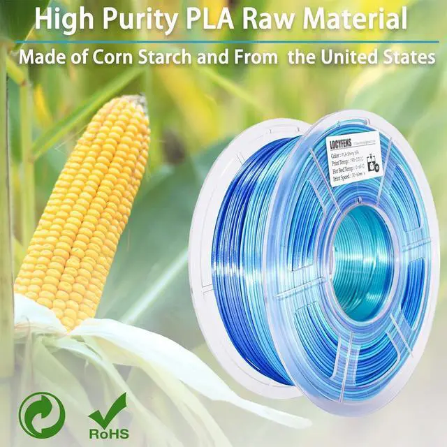 Alt view image 7 of 7 - PLA 3D Printer Filament, PLA Filament Silk Green Shiny Blue PLA Filament 1.75mm +/- 0.02mm, 3D Printing Filament 1kg/2.2lbs