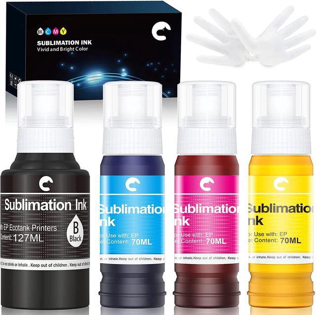 Hiipoo Sublimation Ink for EcoTank Supertank Inkjet Printer ET-2400 ET-2720  ET-2760 ET-2800 ET-2803 ET-2830 ET-4800 ET-3760 ET-2850 ET-7720 ET-15000  /Upgrade Version/Offer Free ICC Printing 