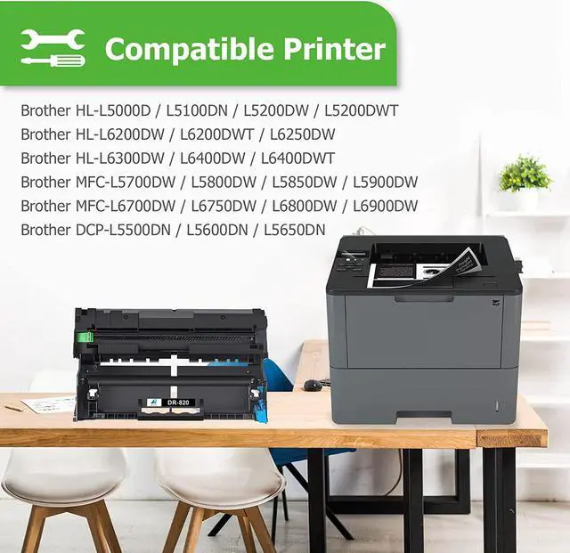 Alt view image 4 of 7 - Aztech Compatible Drum Unit Replacement for Brother DR820 DR-820 DR 820 for Brother HL-L6200DW MFC-L5850DW MFC-L5900DW MFC-L6700DW MFC-L5800DW HLL6200DW HL-L5200DW HLL5100DN Printer (Black, 2-Pack)