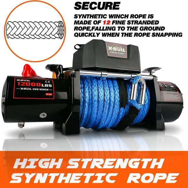 Alt view image 4 of 7 - 12000 lb Load Capacity , 12V Steel Cable Electric Winch, Waterproof,for Truck UTV, ATU,SUV, Car with Corded Control