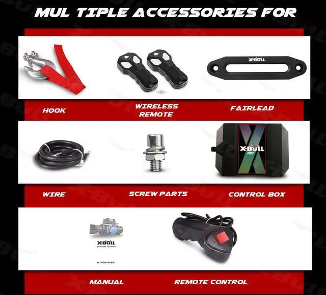 Alt view image 5 of 7 - 12000 lb Load Capacity , 12V Steel Cable Electric Winch, Waterproof,for Truck UTV, ATU,SUV, Car with Corded Control
