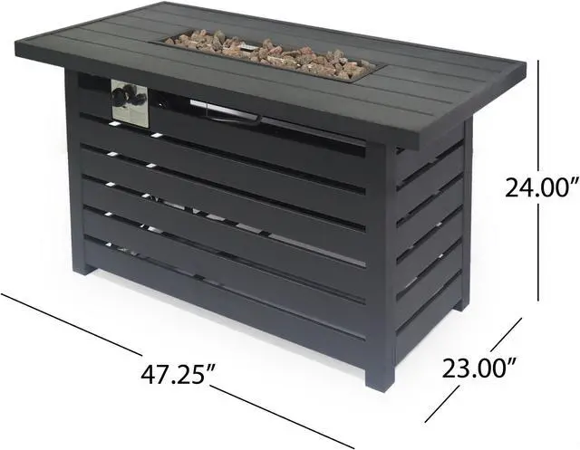 Alt view image 6 of 7 - RECTANGULAR IRON FIRE PIT - 30 000BTU