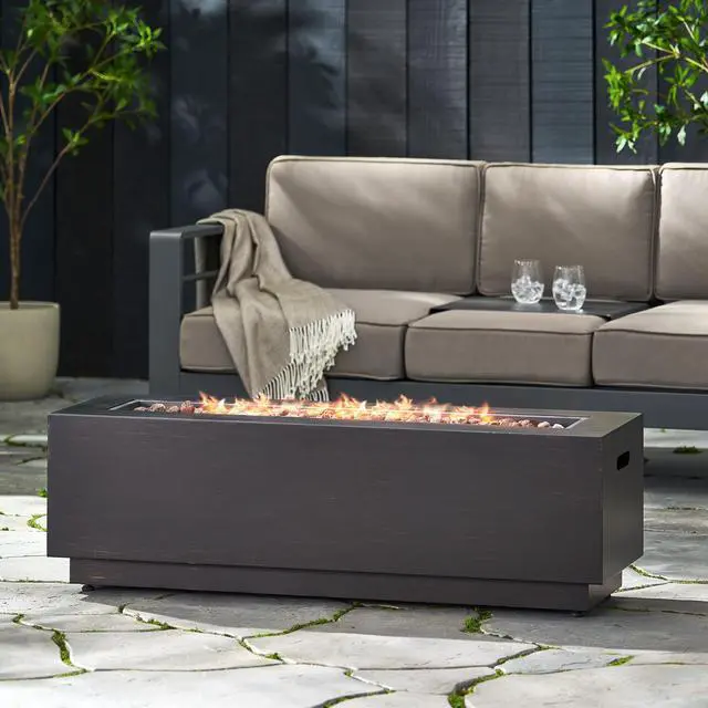 Alt view image 4 of 7 - RECTANGULAT IRON FIRE PIT-50 000BTU