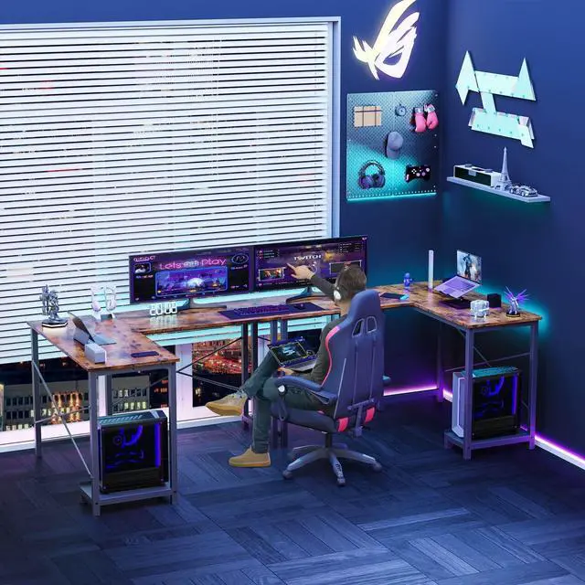 Main image of L Shaped Gaming Desk,Brown