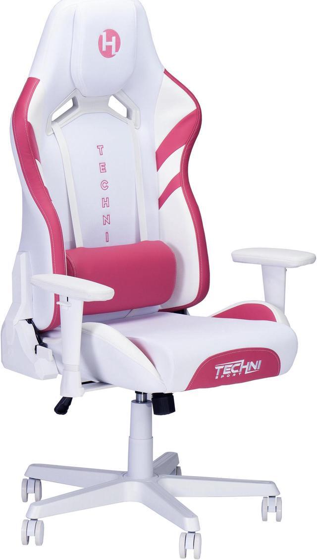 Alt view image 2 of 7 - Techni Sport TSF72 Echo Gaming Chair - White with Pink