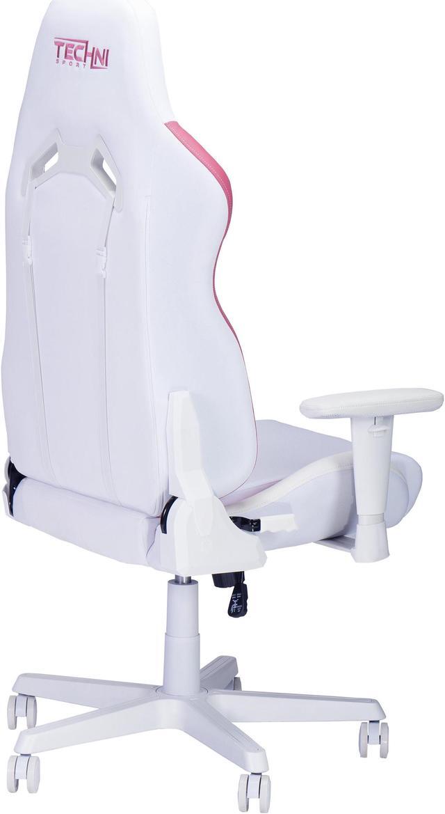 Alt view image 7 of 7 - Techni Sport TSF72 Echo Gaming Chair - White with Pink