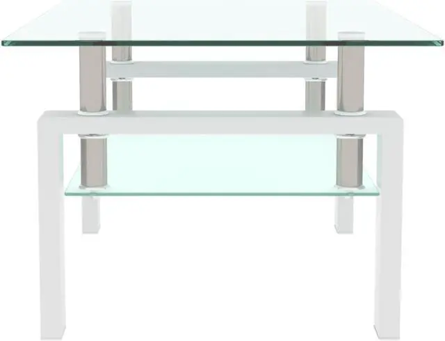 Alt view image 4 of 7 - White Coffee Table, Clear Coffee Table, Modern Side Center Tables for Living Room, Living Room Furniture
