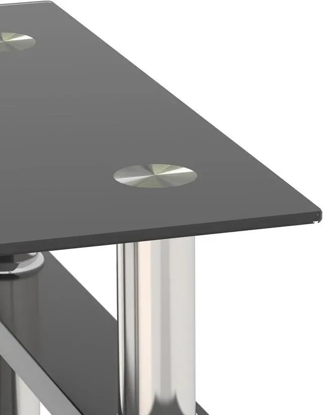 Alt view image 7 of 7 - Set of 2, Modern Tempered Glass Tea Table Coffee Table End Table, Square Table for Living Room, Black