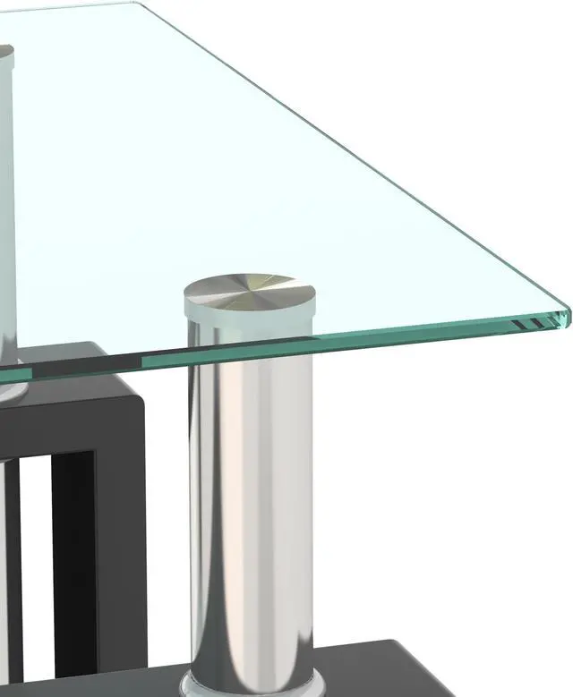Alt view image 5 of 7 - Set of 2, Modern Tempered Glass Tea Table Coffee Table End Table, Square Table for Living Room, Transparent/Black