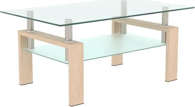 Alt view image 3 of 7 - Rectangle  Glass Coffee Table, Clear Coffee Table Modern Side Center Tables for Living Room Living Room Furniture