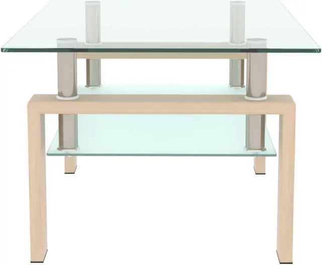 Alt view image 5 of 7 - Rectangle  Glass Coffee Table, Clear Coffee Table Modern Side Center Tables for Living Room Living Room Furniture
