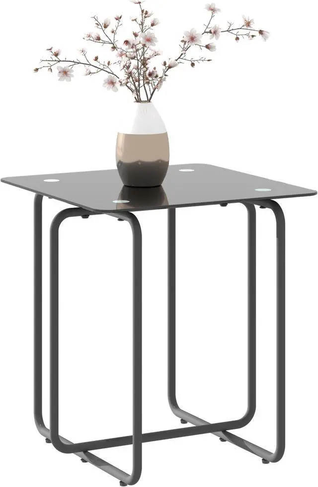 Main image of Modern Tempered Glass Coffee Table End Table Side Table for Living Room,bedroom, Black