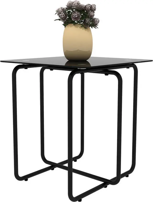 Alt view image 2 of 4 - Modern Tempered Glass Coffee Table End Table Side Table for Living Room,bedroom, Black