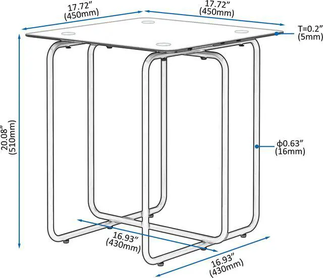 Alt view image 3 of 4 - Modern Tempered Glass Coffee Table End Table Side Table for Living Room,bedroom, Black
