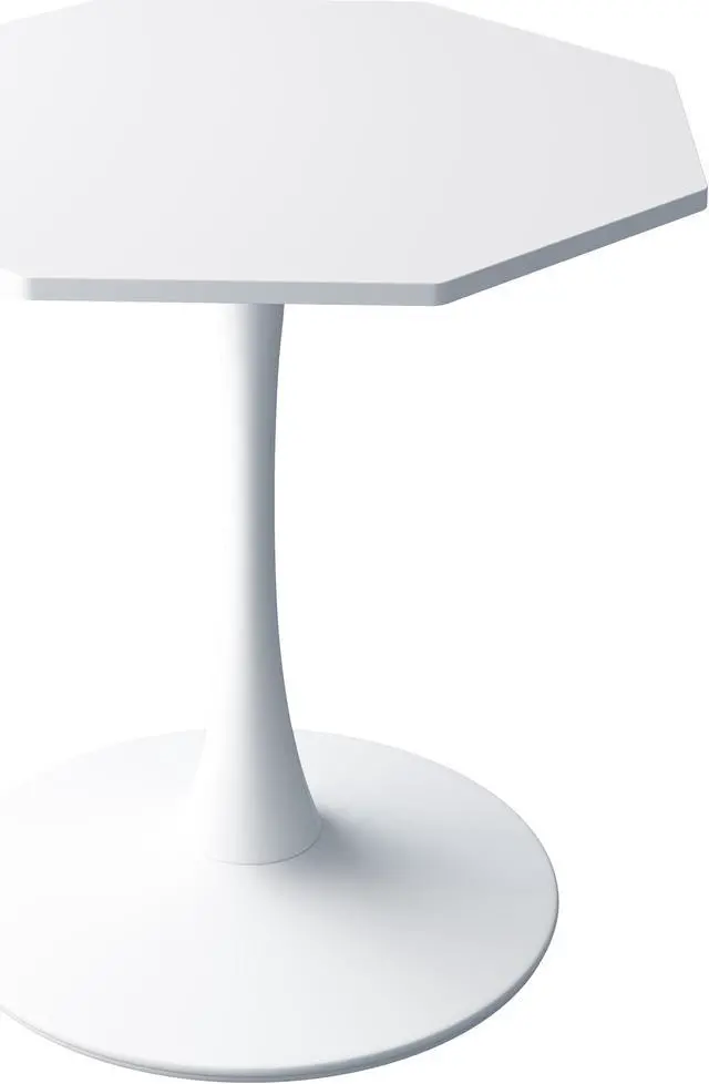 Alt view image 3 of 5 - 31.50"Modern Octagonal Coffee Table with MDF Table Top,Metal Base, for Dining Room, Kitchen, Living Room,White