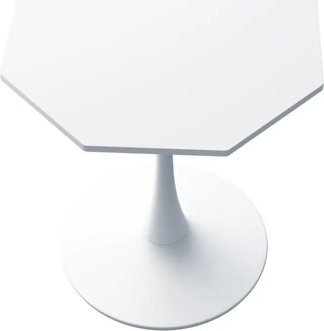 Alt view image 4 of 5 - 31.50"Modern Octagonal Coffee Table with MDF Table Top,Metal Base, for Dining Room, Kitchen, Living Room,White