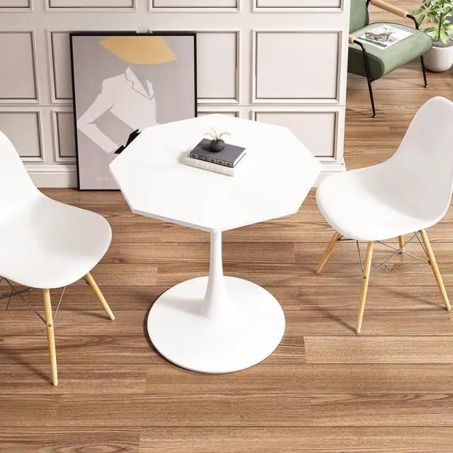 Main image of 31.50"Modern Octagonal Coffee Table with MDF Table Top,Metal Base, for Dining Room, Kitchen, Living Room,White