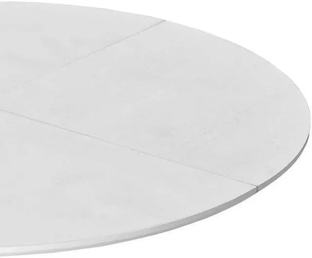 Alt view image 6 of 7 - 47.24"Modern Round Dining Table,Four Patchwork Tabletops with White Color Solid Wood Grain Table Top,Metal Base Dining Table, End Table Leisure Coffee Table