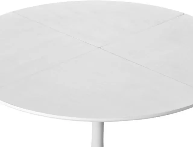 Alt view image 5 of 7 - 47.24"Modern Round Dining Table,Four Patchwork Tabletops with White Color Solid Wood Grain Table Top,Metal Base Dining Table, End Table Leisure Coffee Table