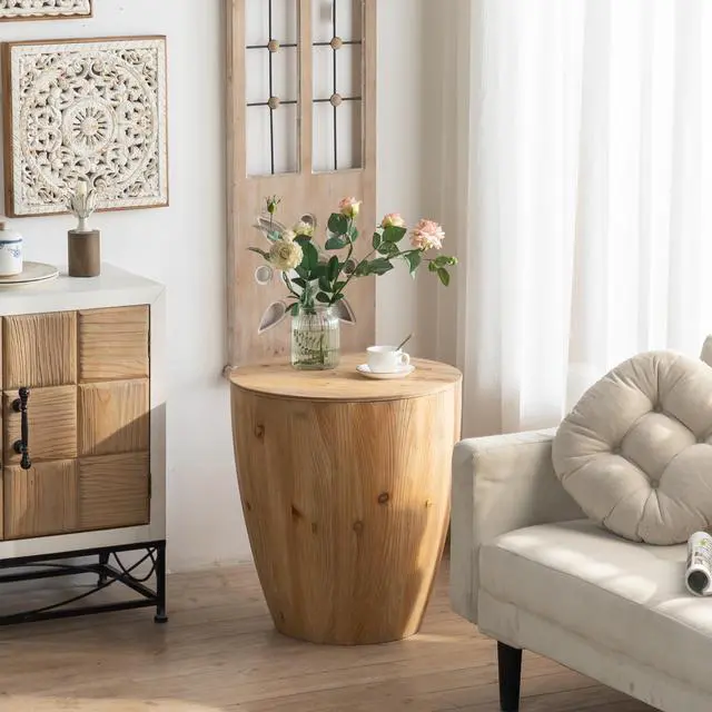 Alt view image 3 of 7 - 21.06"Vintage Style Bucket Shaped Coffee Table for Office, Dining Room and Living Room