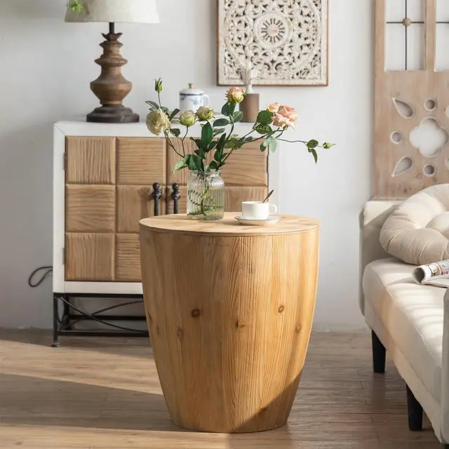 Main image of 21.06"Vintage Style Bucket Shaped Coffee Table for Office, Dining Room and Living Room