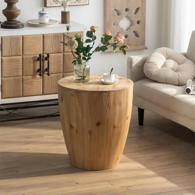 Alt view image 2 of 7 - 21.06"Vintage Style Bucket Shaped Coffee Table for Office, Dining Room and Living Room