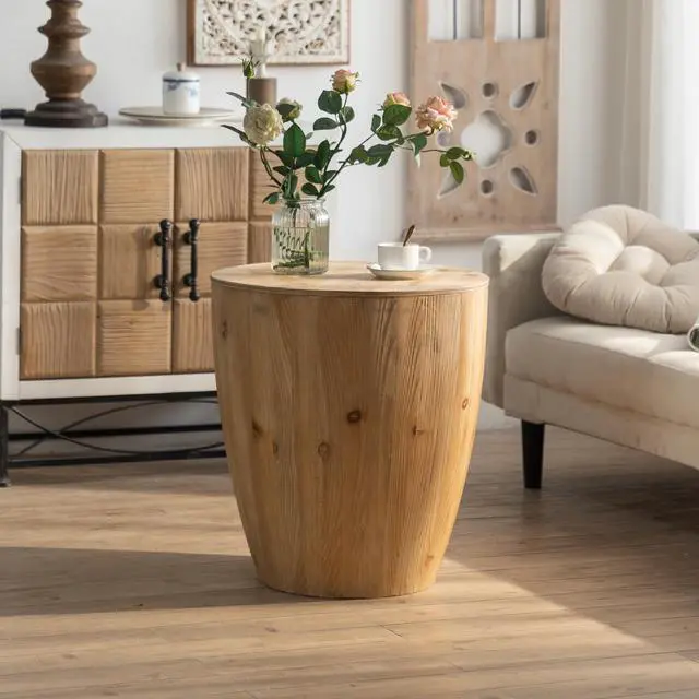 Alt view image 4 of 7 - 21.06"Vintage Style Bucket Shaped Coffee Table for Office, Dining Room and Living Room