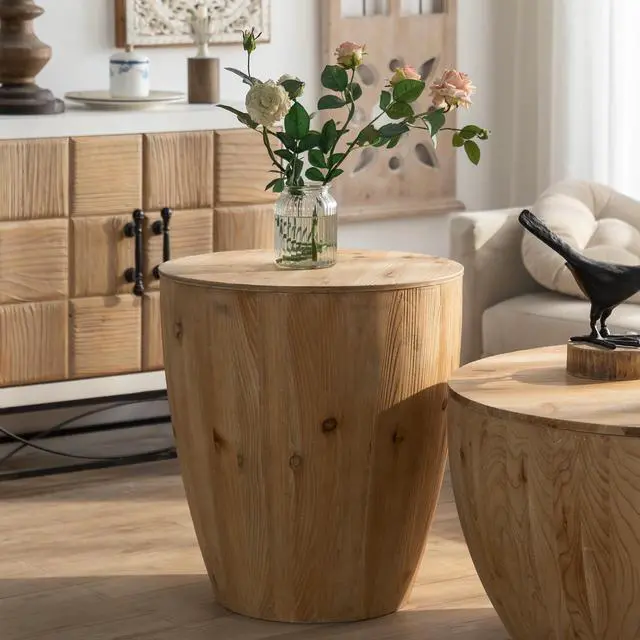 Alt view image 5 of 7 - 21.06"Vintage Style Bucket Shaped Coffee Table for Office, Dining Room and Living Room