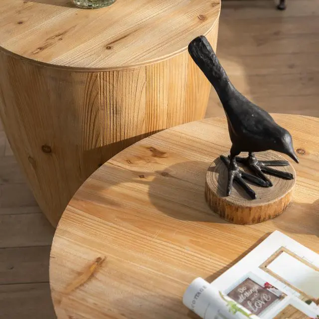 Alt view image 7 of 7 - 21.06"Vintage Style Bucket Shaped Coffee Table for Office, Dining Room and Living Room