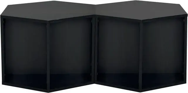 Alt view image 4 of 7 - 47.24'' Hexagonal Coffee Table Side Table Nightstand Burmese Sumac 2PCS