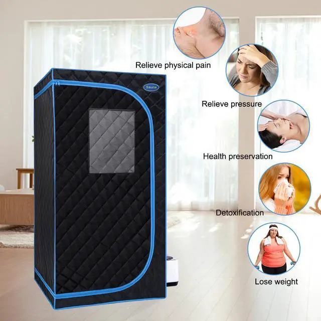 Alt view image 3 of 3 - Portable Black Full Size Steam Sauna tentPersonal Home Spa, with Steam Generator, Remote Control, Foldable Chair, PVC pipes. Easy to Install,fast heating, with FCC & UL Certification.