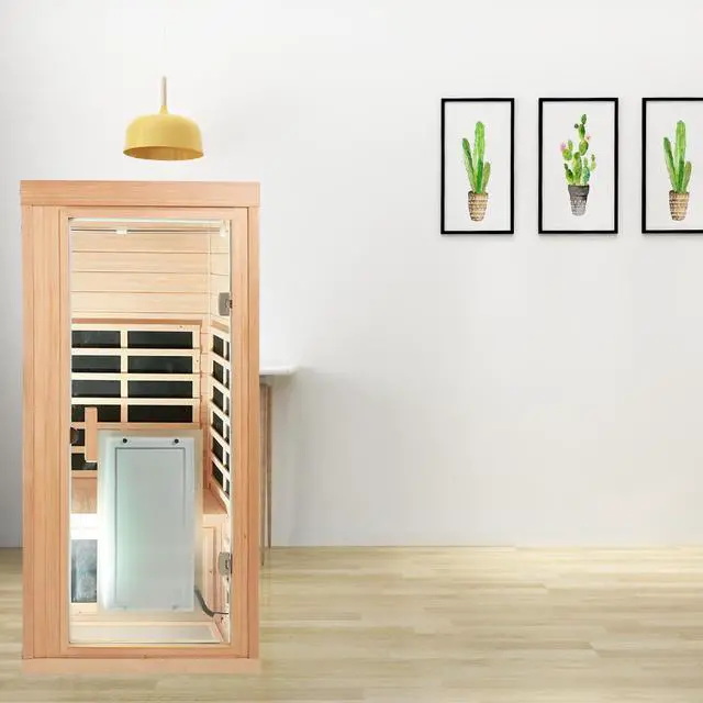 Alt view image 2 of 7 - One person Far infrared Hemlock standard indoor sauna room