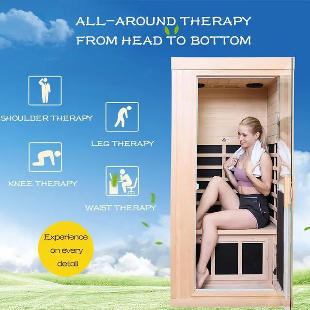 Alt view image 3 of 7 - One person Far infrared Hemlock standard indoor sauna room