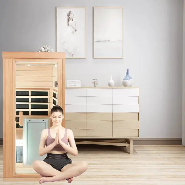 Alt view image 4 of 7 - One person Far infrared Hemlock standard indoor sauna room