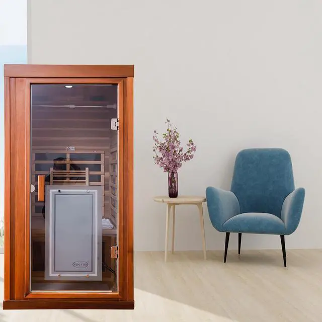 Alt view image 4 of 7 - One person Far infrared red cedar standard indoor sauna room