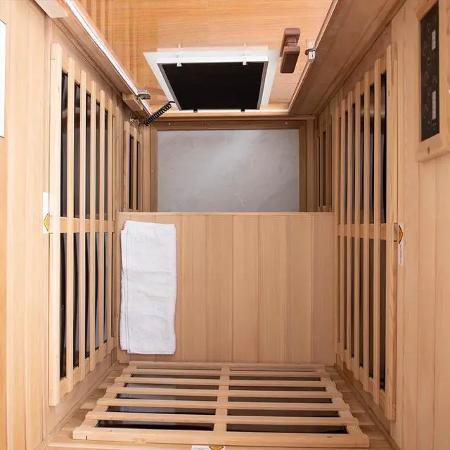 Alt view image 7 of 7 - One person Far infrared red cedar standard indoor sauna room