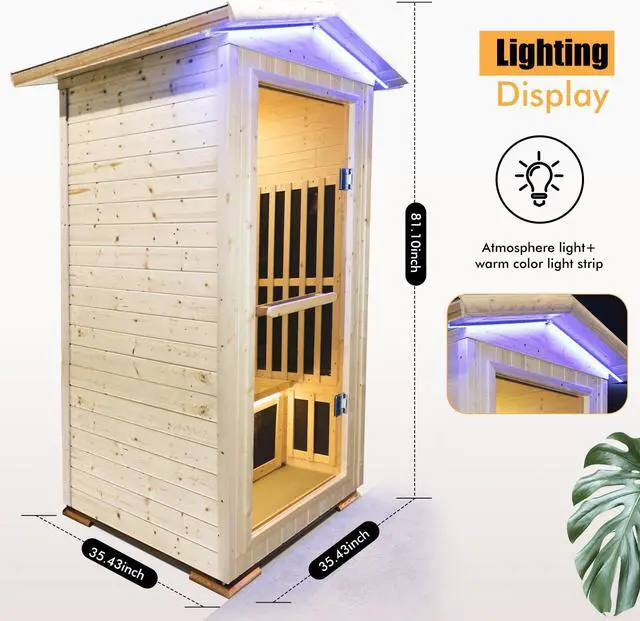 Alt view image 6 of 7 - Single person spruce far infrared sauna hair