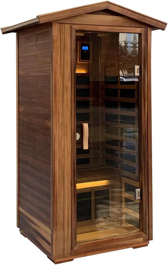 Alt view image 3 of 7 - Red Cedar Single Outdoor Sauna Outdoor Indoor Wooden Sauna Room